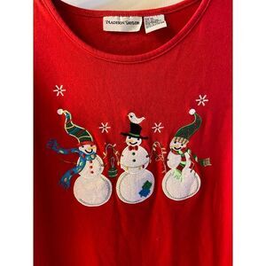 Madison Taylor Xl Snowman Christmas Ls Shirt red rn#78545